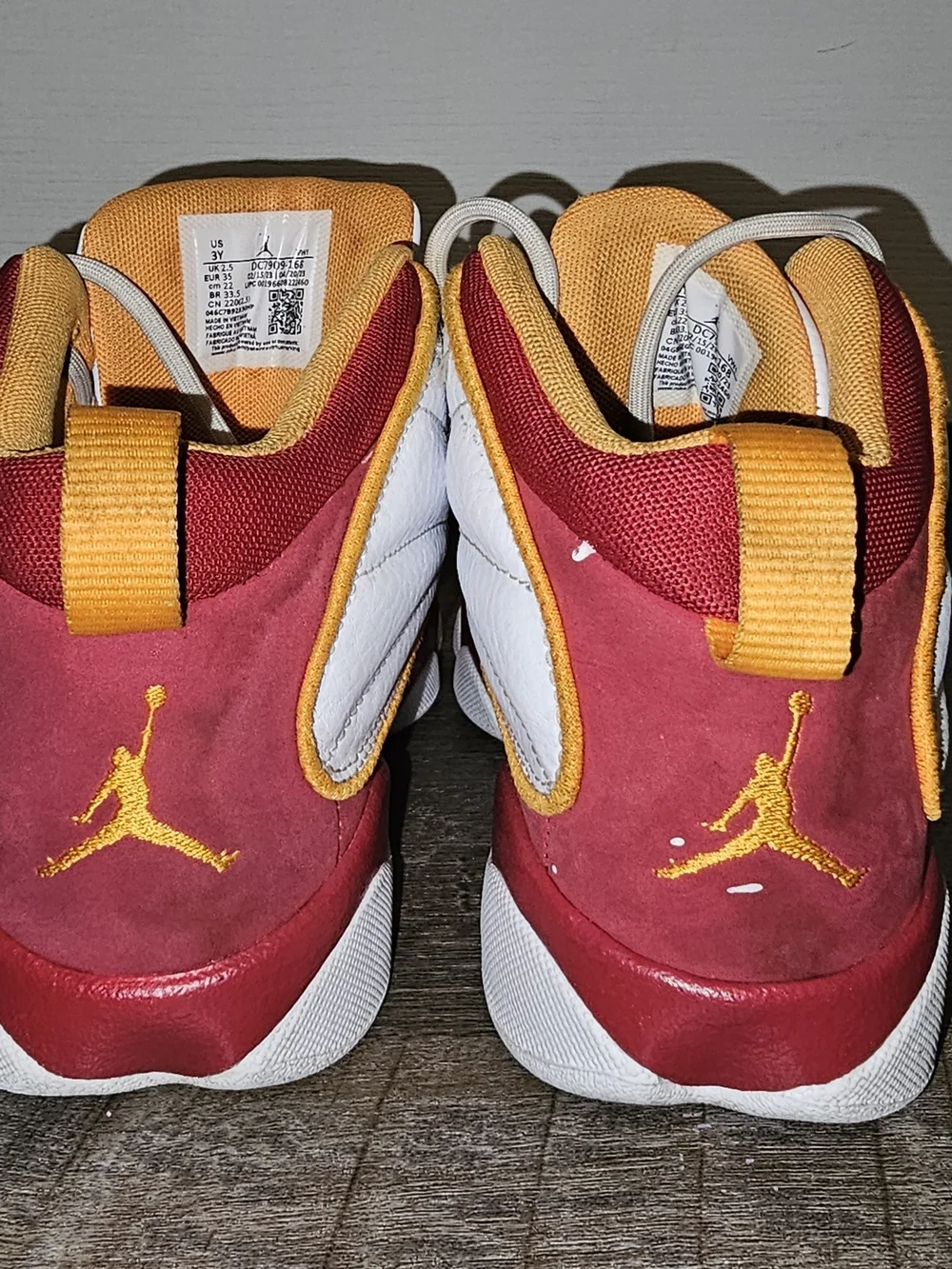 Jordan Pro Strong Cardinal Red White Orange Sneakers GS Size 3Y